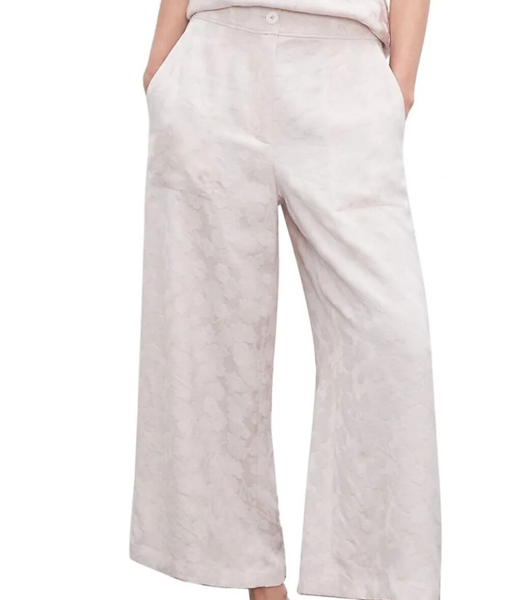 Club Monaco 4 Pale Pink Jacquard Crop Pants Floral Wide Leg Chic